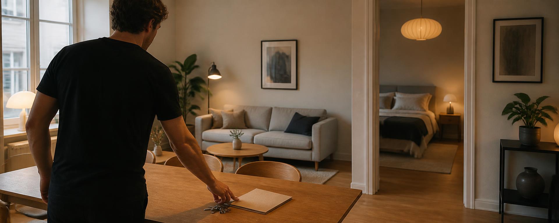 Casora-medarbejder lægger nøgler og velkomstmateriale frem i en klargjort bolig